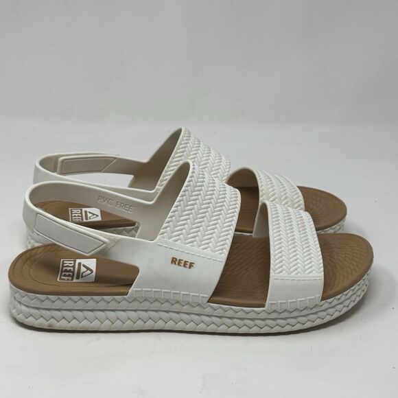 Reef Water Vista Slingback Sandals Womens 9 White Tan EVA Woven Espadrille Style - Picture 1 of 16